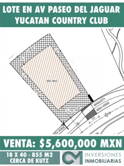 VENTA DE TERRENO EN AV PASEO DEL JAGUAR EN COUNTRY CLUB YUC.