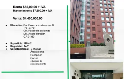 PISO EN VENTA O RENTA PARA OFICINAS EN SANTA FÉ
