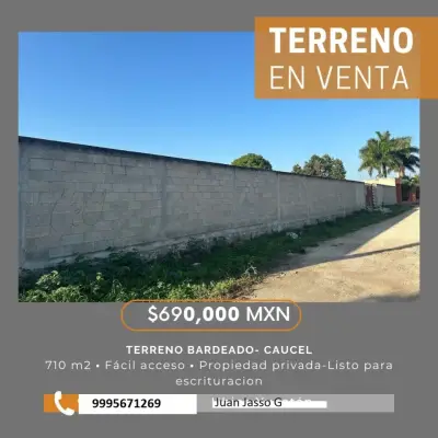 VENTA DE TERRENO EN CAUCEL 712 MTS 2