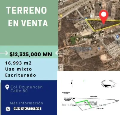 VENTA DE TERRENO EN DZUNUNCAN