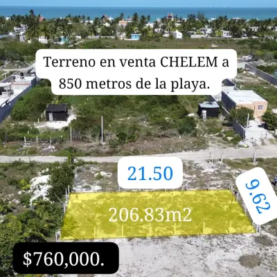 VENTA DE TERRENO EN CHELEM A 850 MTS DE LA PLAYA