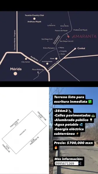 VENTA DE TERRENO EN AMARANTA CONKAL