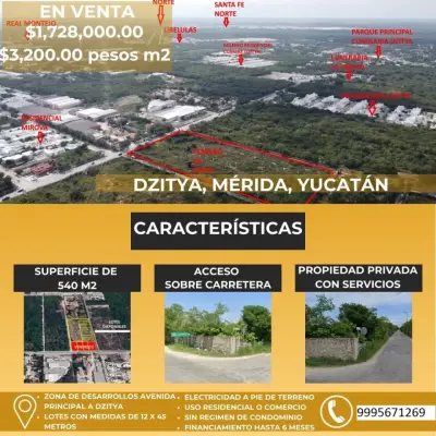 VENTA DE TERRENOS EN DZITYA MERIDA YUCATAN 