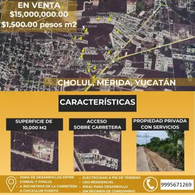 VENTA DE TERRENO EN CHOLUL A 300 MTS DE LA CARRETERA