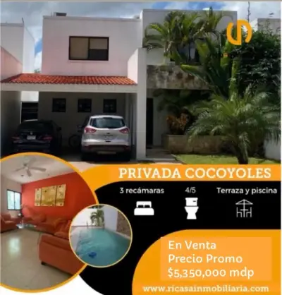 VENTA DE CASA EN RESIDENCIAL COCOYOLES OPORTUNIDAD !