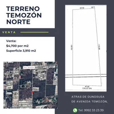 VENTA DE TERRENO EN TEMOZON NORTE MERIDA YUCATAN