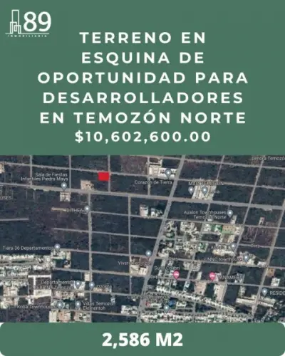 VENTA DE TERRENO EN TEMOZON NORTE EN ESQUINA