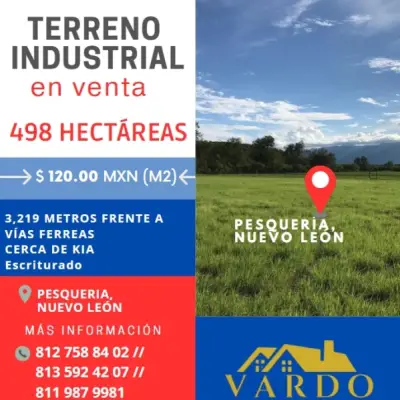 TERRENO INDUSTRIAL EN VENTA - PESQUERIA, NUEVO LEÓN