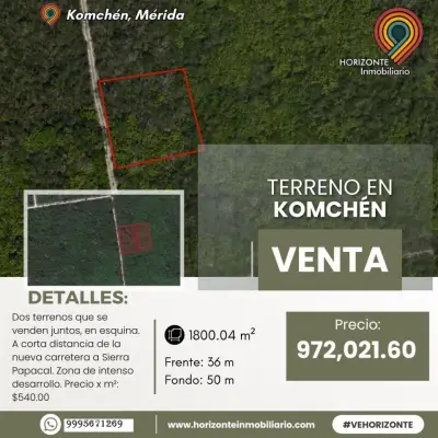  VENTA DE TERRENO EN KOMCHEN MERIDA YUCATAN