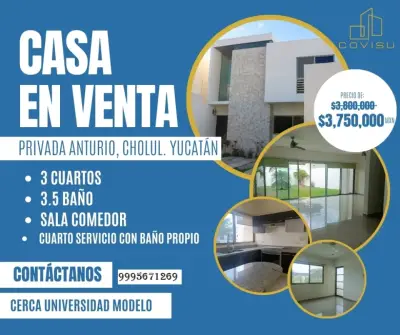 VENTA DE CASA EN PRIVADA EN CHOLUL MERIDA YUCATAN
