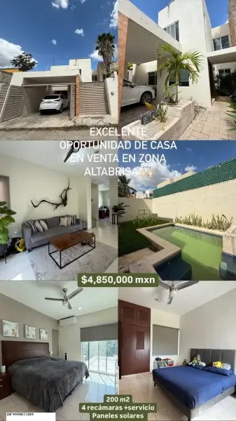 VENTA DE CASA EN ALTABRISA MERIDA YUCATAN C/PANELES SOLARES