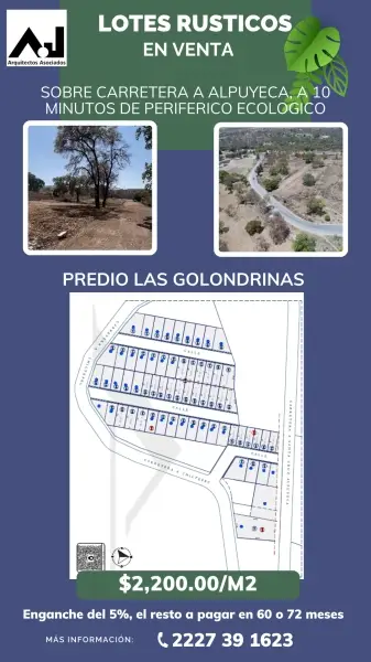 Venta de lotes rústicos con servicios a pie de acceso