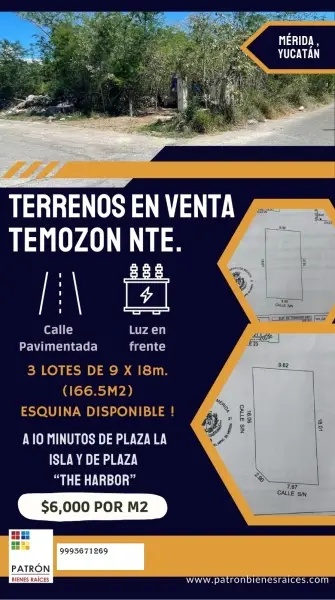 VENTA DE TERRENOS EN TEMOZON NORTE MERIDA