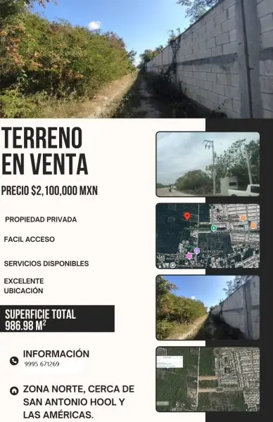 VENTA DE TERRENO CERCA DE SAN ANTONIO HOOL Y LAS AMERICAS 