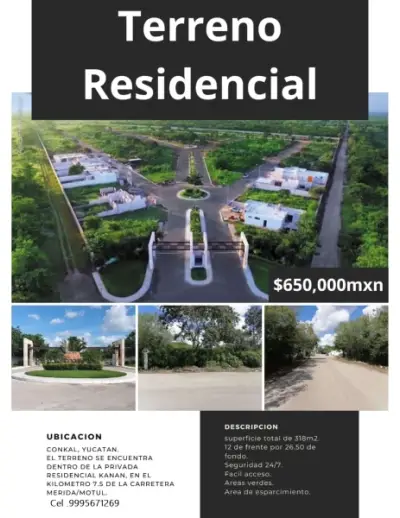 VENTA DE TERRENO EN PRIVADA EN CONKAL YUCATAN