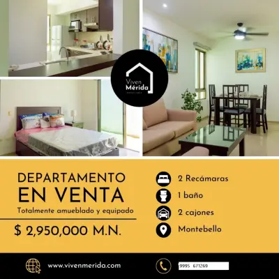 VENTA DE DEPARTAMENTO AMUEBLADO EN MONTEBELLO MERIDA YUCATAN