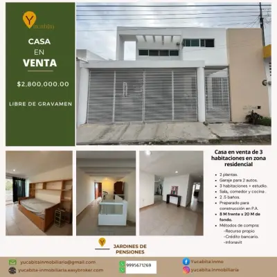 VENTA DE CASA EN RESIDENCIAL PENSIONES MERIDA YUCATAN