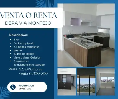 VENTA ORENTA DE DEPARATAMENTO EN AV. MONTEJO MERIDA YUCATAN 
