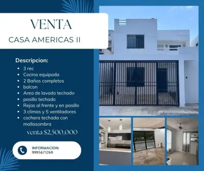 VENTA DE C ASA EN FRACC. LAS AMERICAS MERIDA YUCATAN 