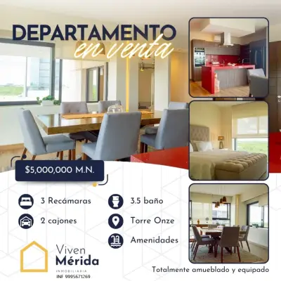 VENTA DE DEPARTAMENTO EN MONTES DE AME TORRE ONCE MERIDA YUC