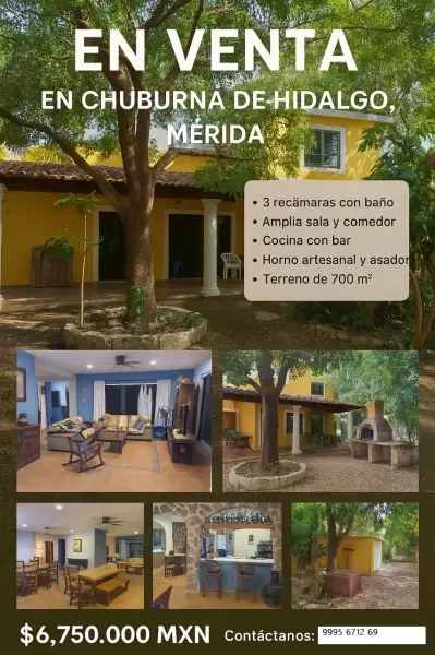VENTA DE CASA EN CHUBURNA DE HIDALGO MERIDA YUCATAN 