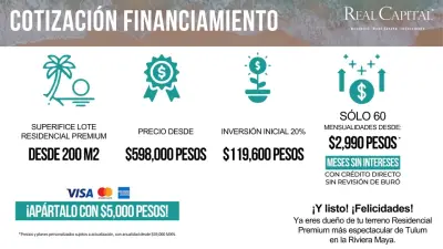Terrenos premium en Tulum desde $2,990 al mes