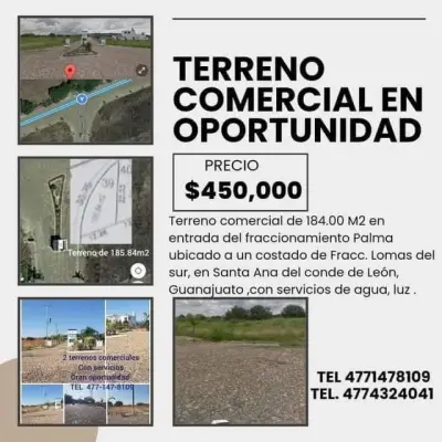 Vendo 2 TERRENOS COMERCIALES A PIE DE CARRETERA CON SERVICIO