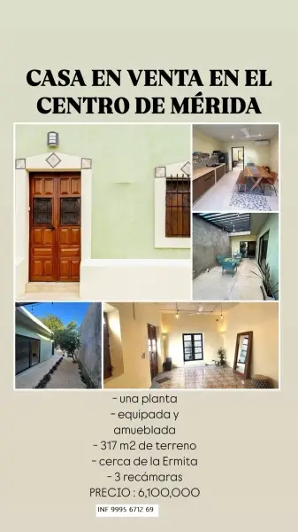 VENTA DE CASA EQUIPADA Y AMUEBLADA EN EL CDNTRO DE MERIDA 