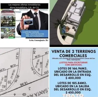 2 TERRENOS COMERCIALES a pie de carretera excelente ubicaci