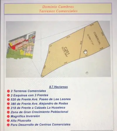 Terreno Comercial ubicado en Dominio Cumbres 