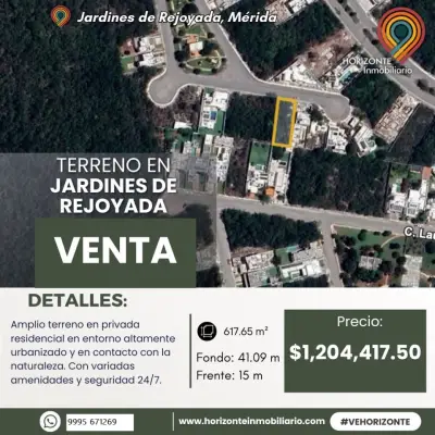 VENTA DE TERRENO EN PRIVADA LA REJOYADA MERIDA YUCATAN 