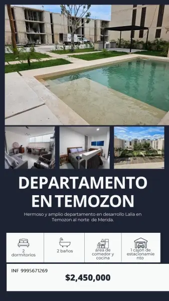 VENTA DE DEPARTAMENTO EN TEMOZOZN NORTE 
