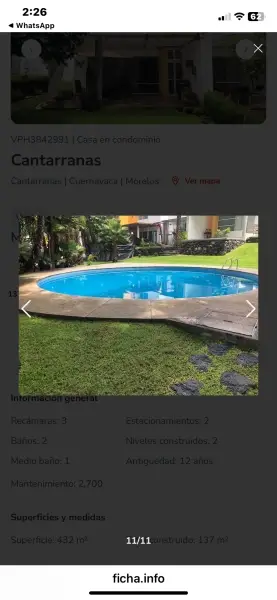 Casa en condominio cantarranas
