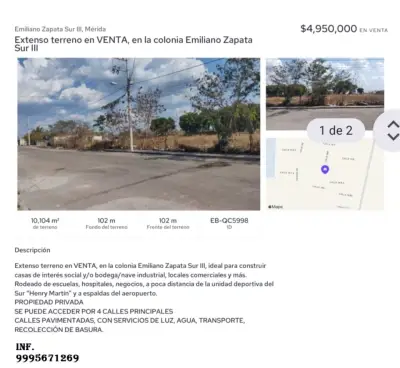 Terreno en venta en Mérida