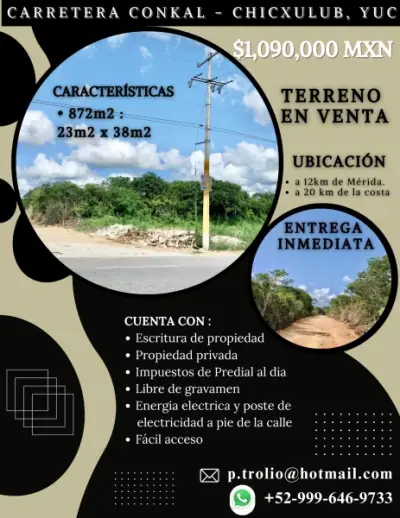 Mérida-Chicxulub playa .Terreno espalda de Paseos del Maya