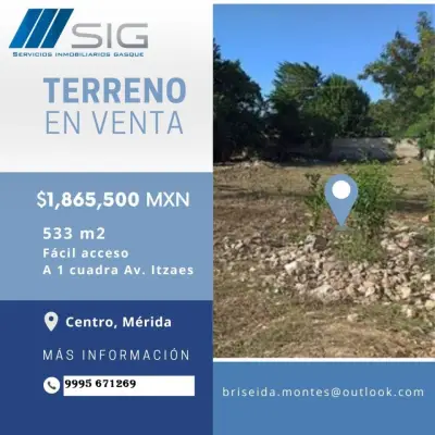 VENTA DE TERRENO EN EL CENTRO DE MERIDA 