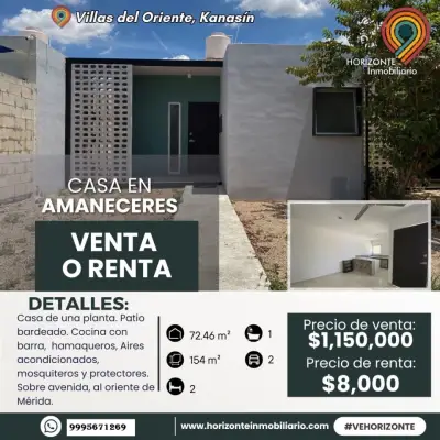 VENTA O RENTA DE CASA EN KANASIN MERIDA YUCATAN 