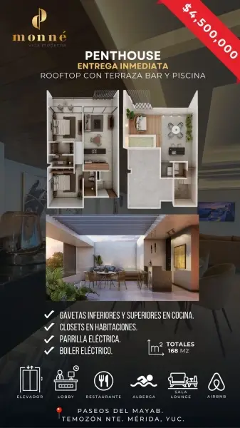 VENTA DE PENHOUSE EN TEMOZON DEL NORTE PASEOS DEL MAYAB