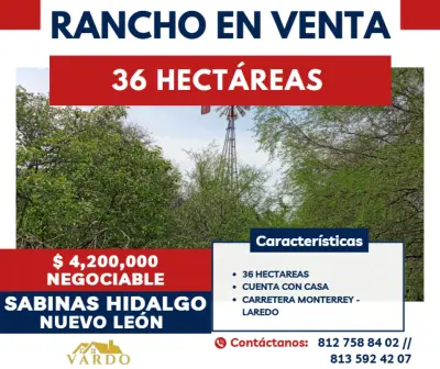 RANCHO EN VENTA - SABINAS HIDALGO, N.L
