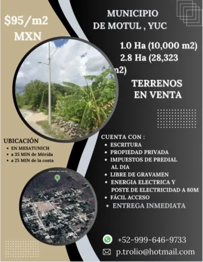 Merida - Telchac playa costa. 2.8 hectáreas Terreno