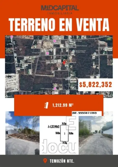 VENTA DE TERRENO EN TEMOZOZN NORTE MERIDA YUCATAN 