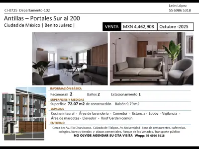 Tu departamento cosmopolita 63 m2 (Reforma y Circuito Int)