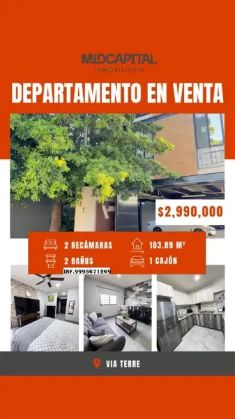 VENTA DE DEPARTAMENTO EN VIA MONTEJO MERIDA YUCATAN 