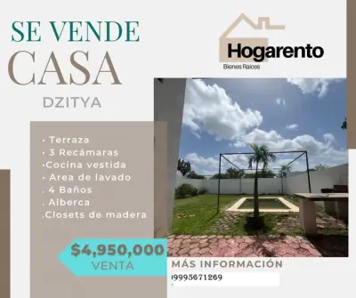 VENTA DE CASA EN DZITYA MERIDA YUCATAN CON PISCINA 