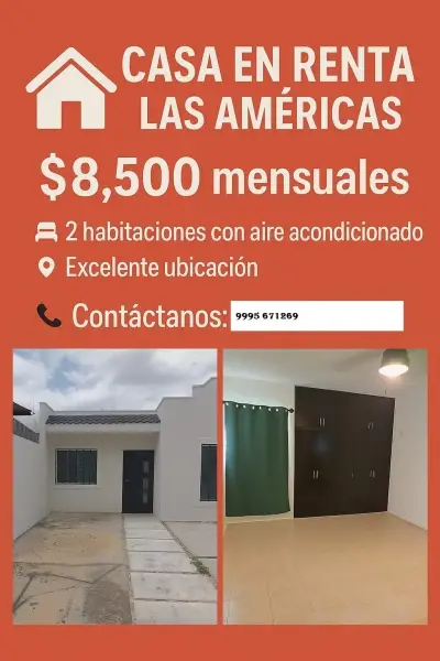RENTA DE CASA EN FRACC. LAS AMERICAS EN MERIDA YUCATAN 