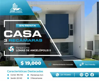 Casa en renta en Parque Lima, Lomas de Angelópolis II