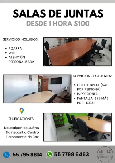 SALAS DE JUNTAS LISTAS PARA USO INMEDIATO