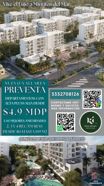 Departamentos en PREVENTA en Nuevo Vallarta 2 a 4 Recámaras