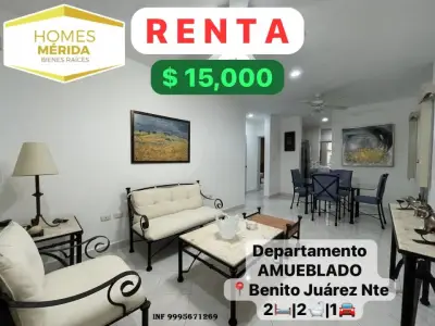 RENTA  DEPARTAMENTO AMUEBLADO EN  COL. BENITO JUAREZ MERIDA