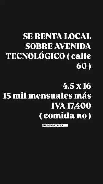 RENTA DE LOCAL EN AV TECNOLOGICO CALLE 60 MERIDA YUCATAN